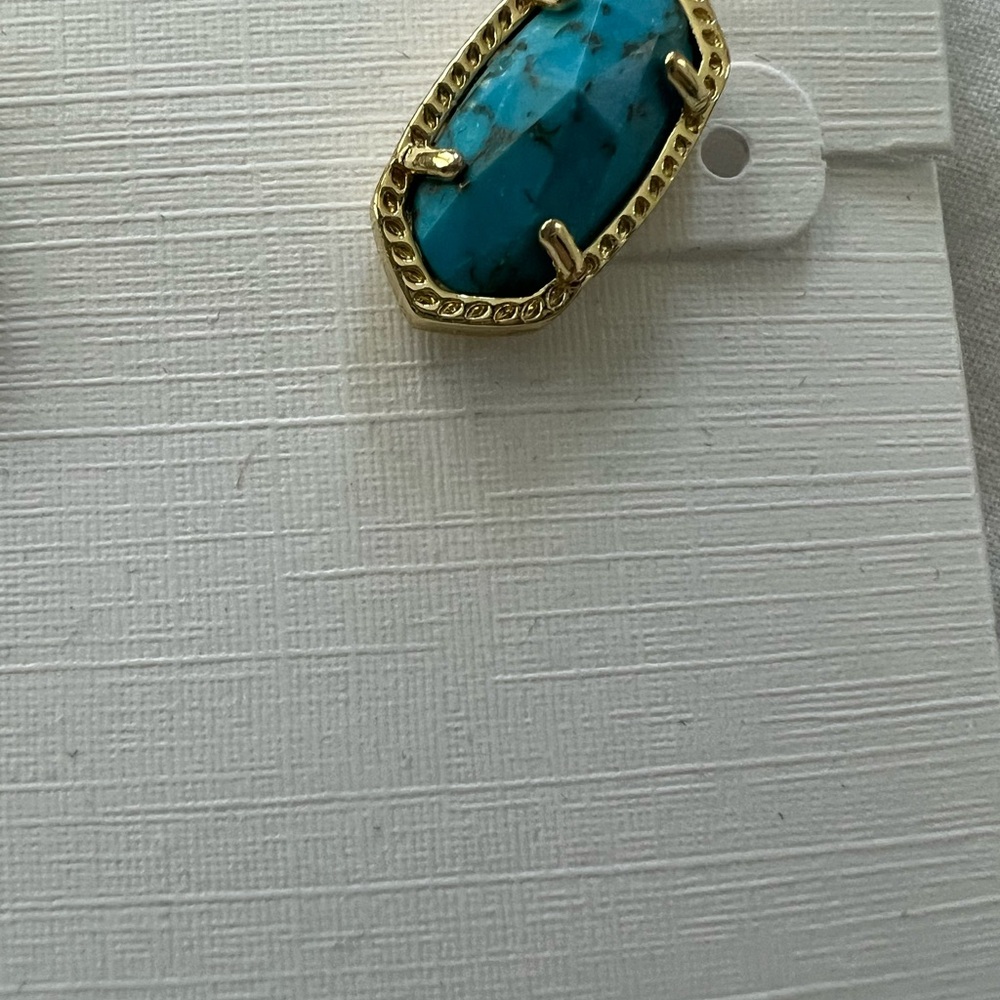 New never worn Kendra Scott Ellie Stud Earrings Gold & Bronze Veined Turquoise - Picture 3 of 4
